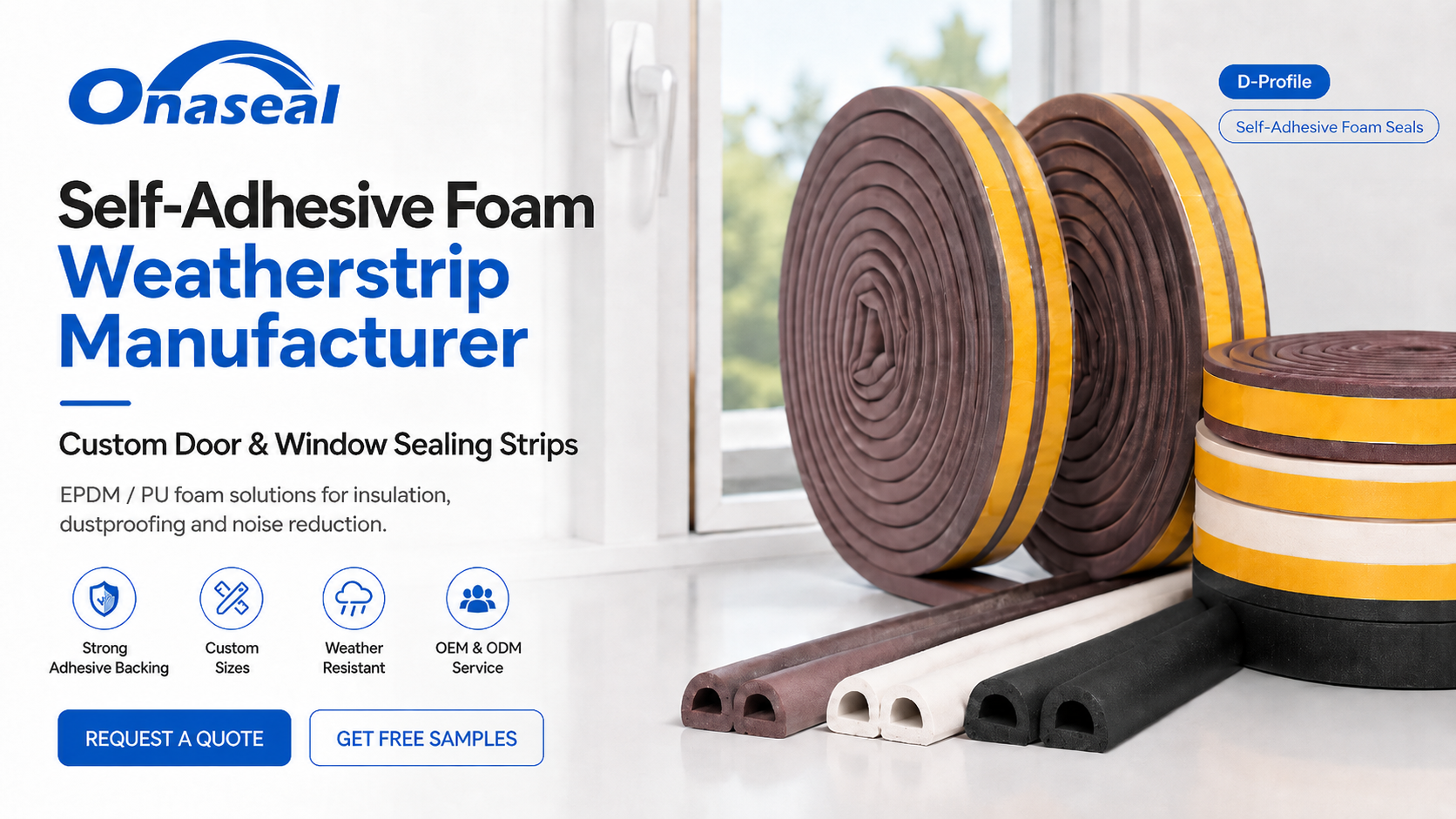 Self-adhesive foam weatherstrip manufacturer homepage banner